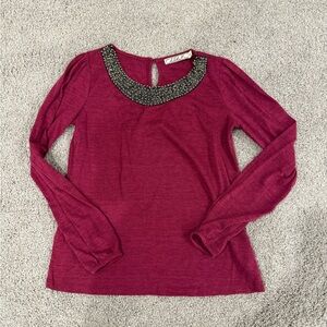 Chloe K Sweater with neck line embellishment size small